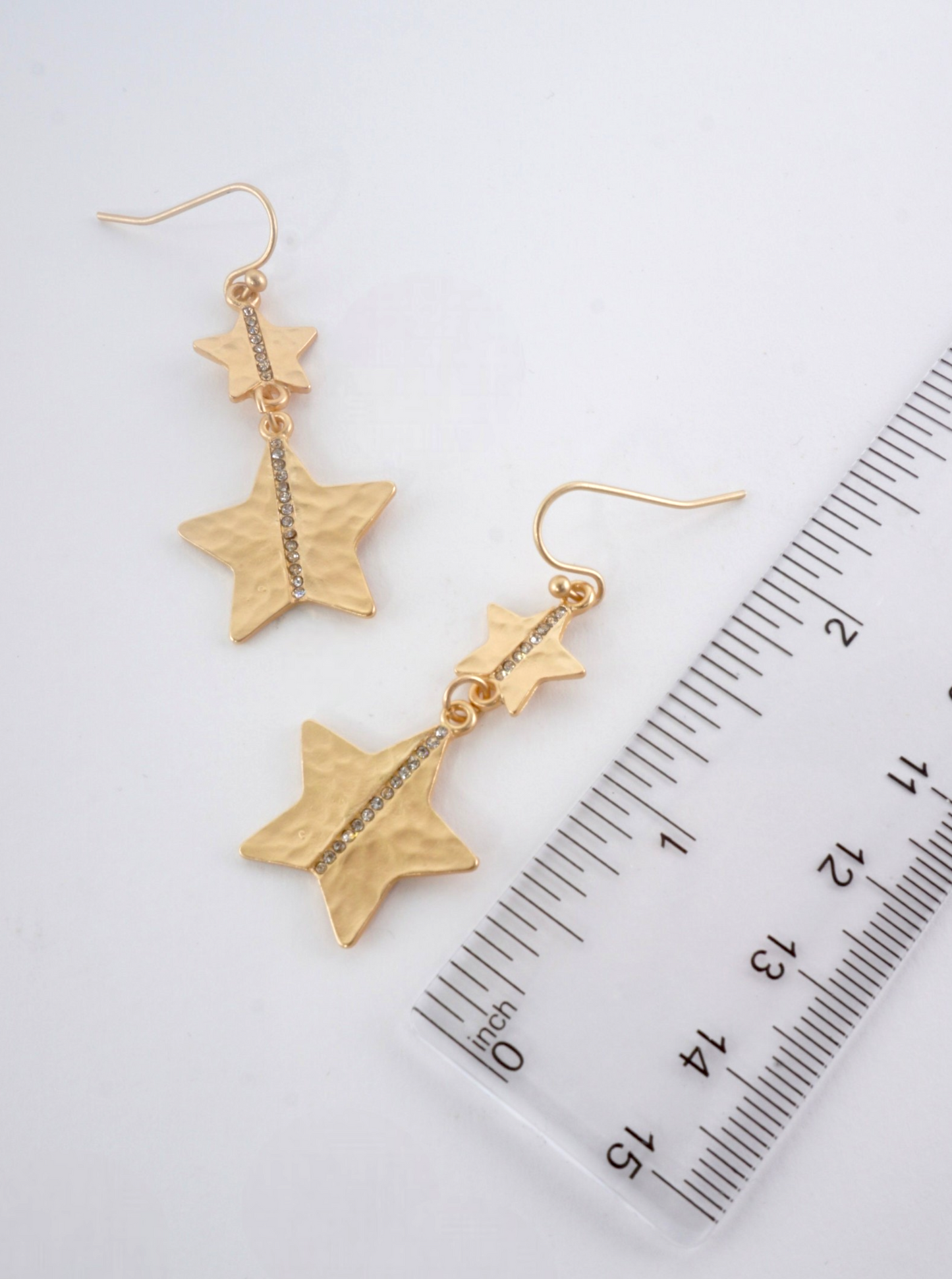 Hammered Star Crystal Drop Earrings