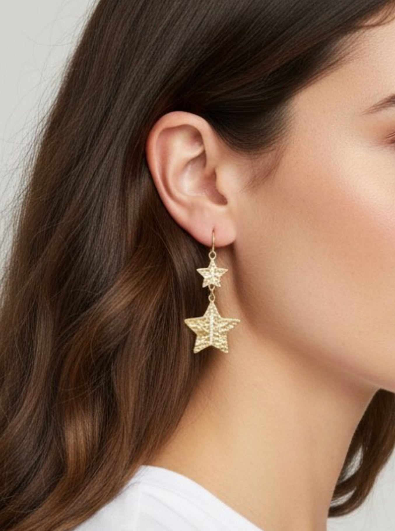 Hammered Star Crystal Drop Earrings