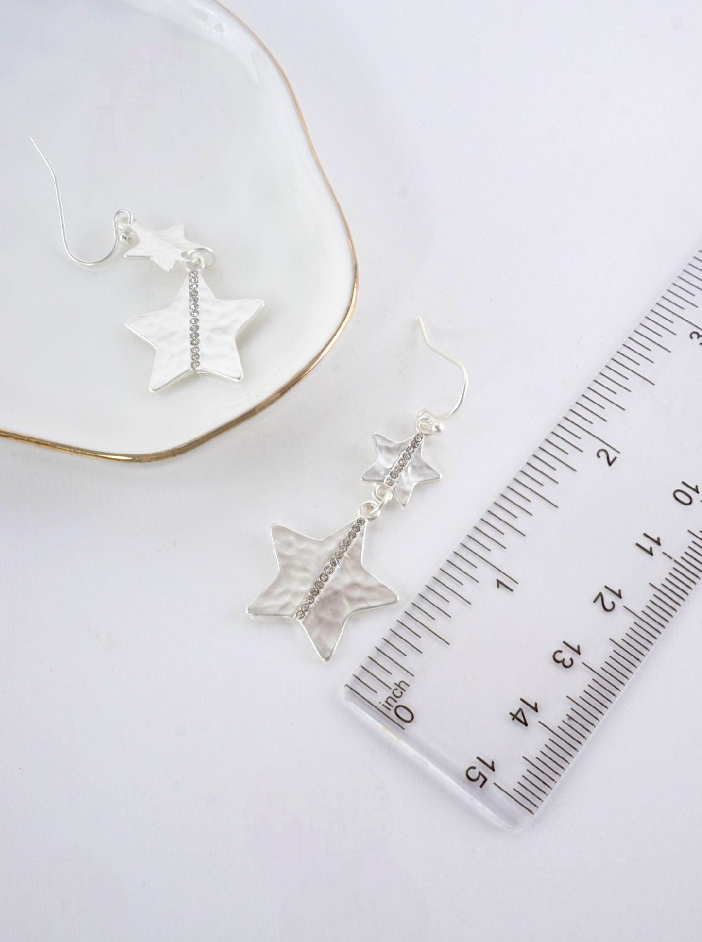Hammered Star Crystal Drop Earrings