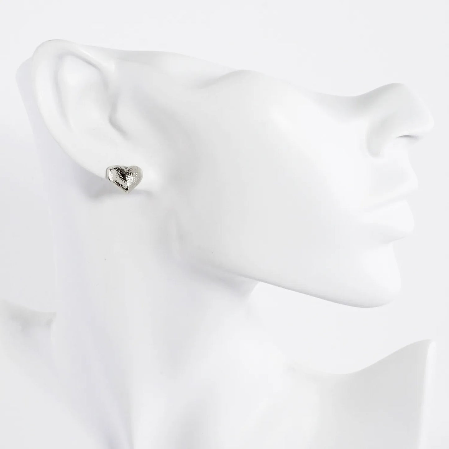 Hammered-Texture 10mm Puffy Heart 14K-Gold-Dipped Brass Earrings