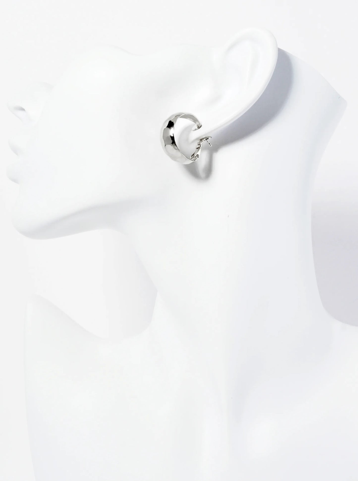 Hammered-Texture 14K-Gold-Dipped 20mm Tapered Latch-Back Hoop Earrings
