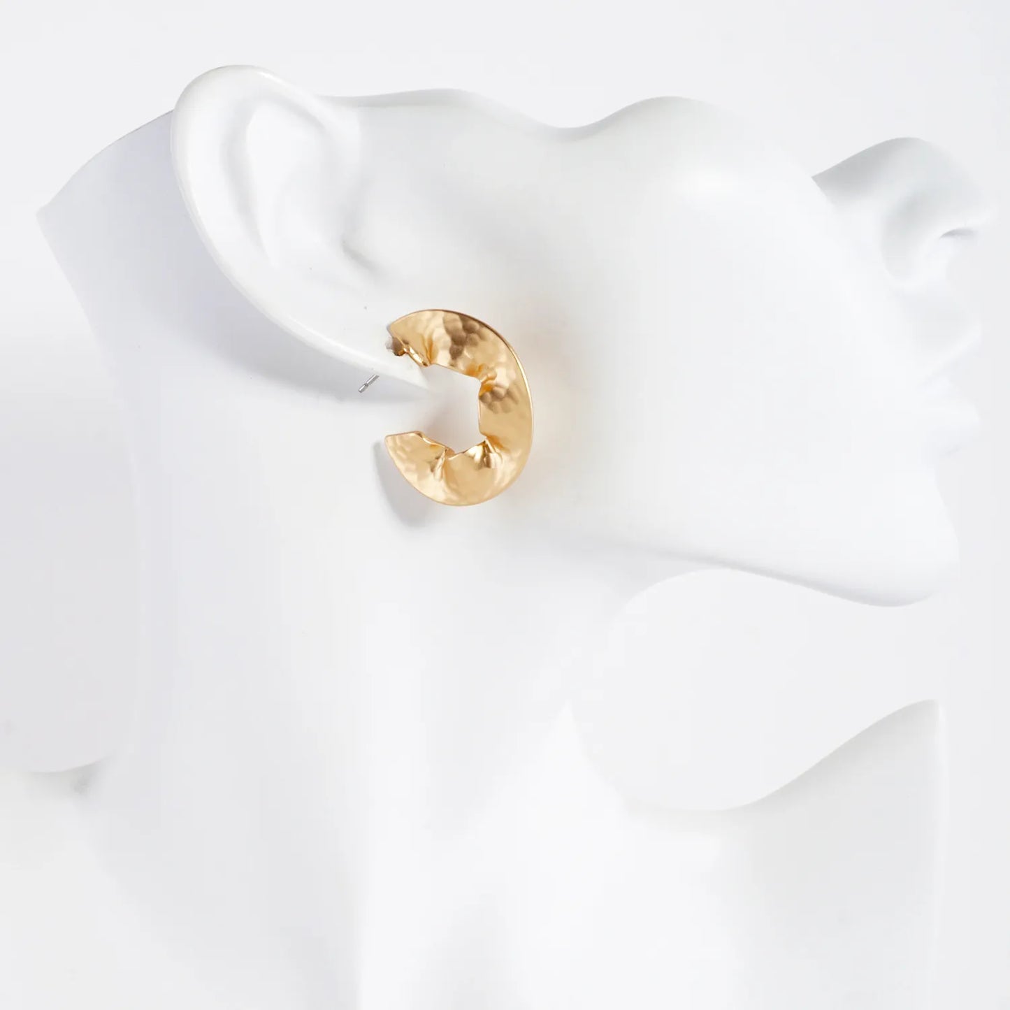 Hammered-Texture 30mm Wavy Wide Hoop Earrings