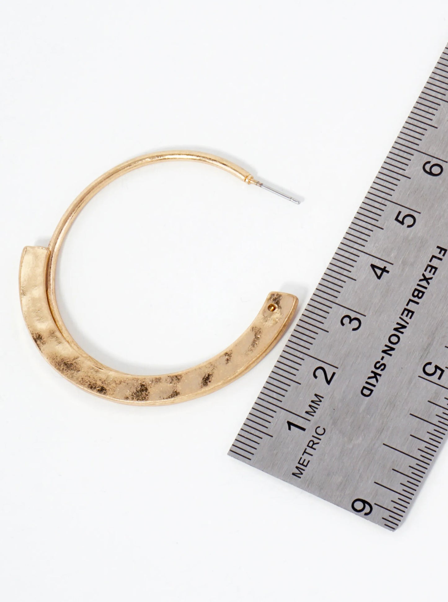 Hammered-Texture 40mm Artisanal Open Hoop Earrings