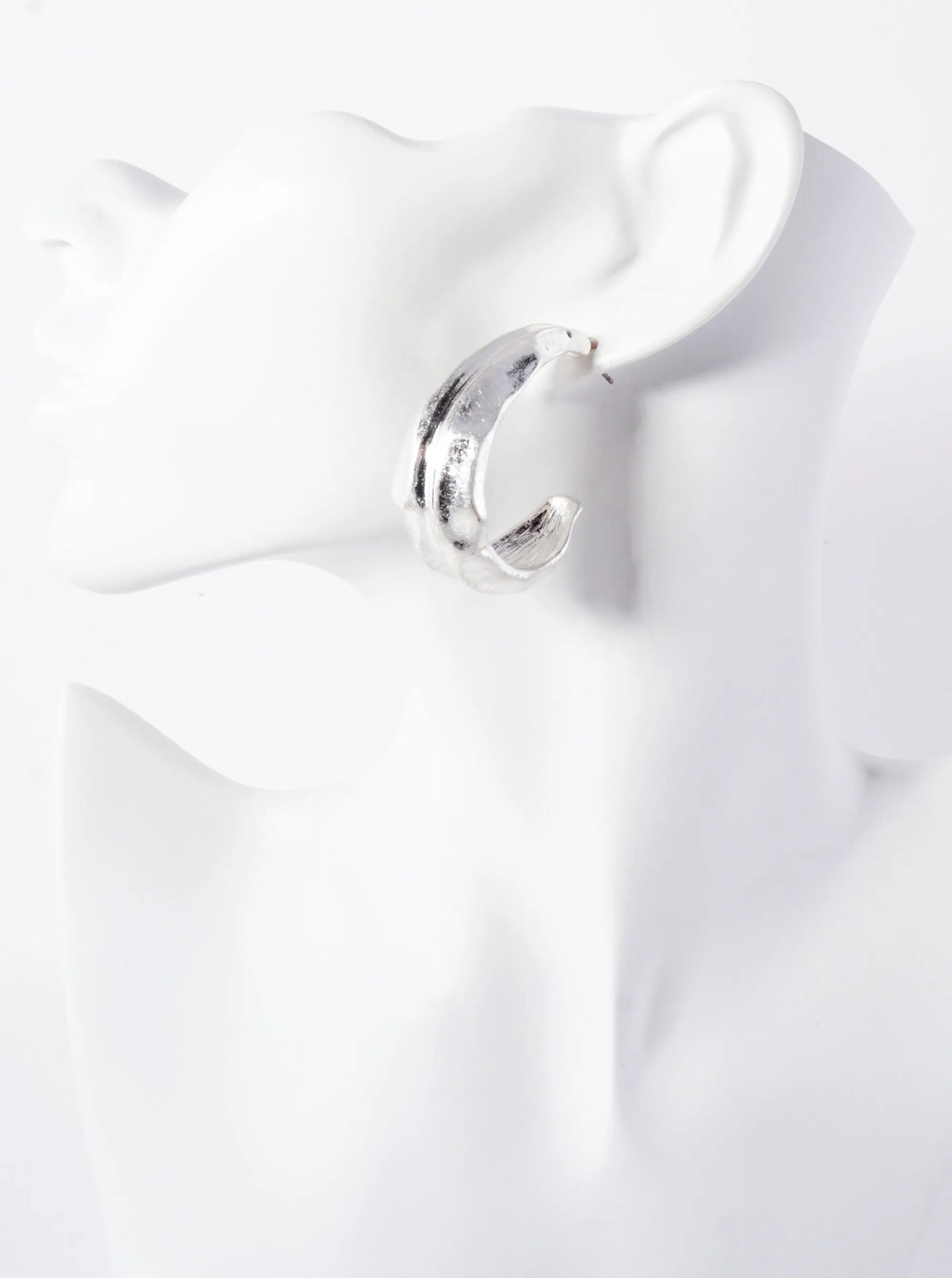 Hammered-Texture 40mm Teardrop-Shape Chunky Hoop Earrings With-Titanium-Post