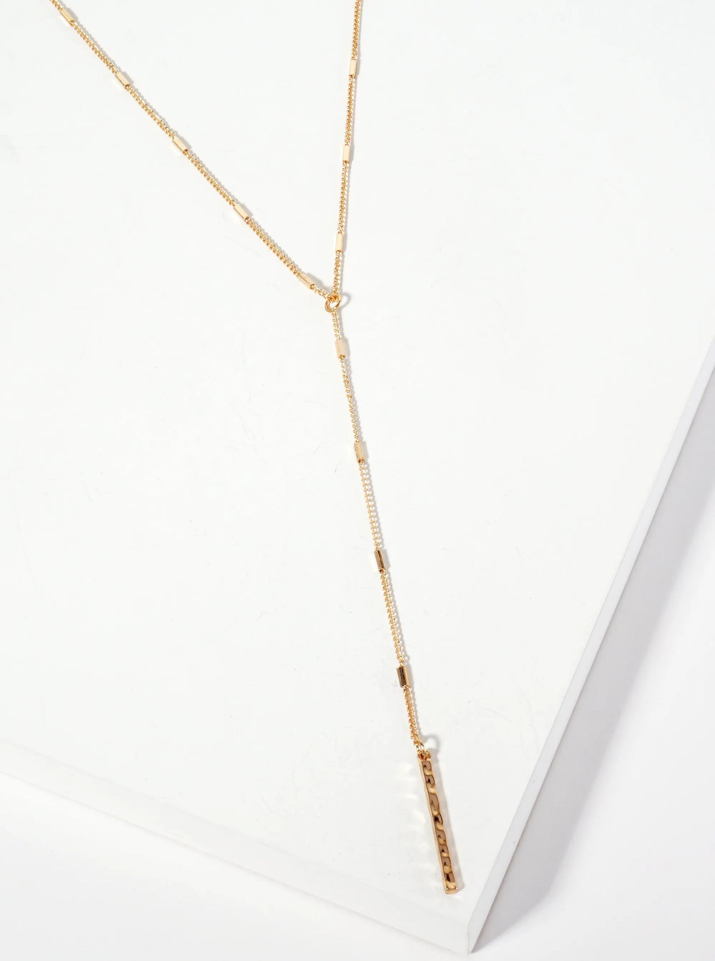 Hammered-Texture Bar Drop 32-inch Long Y Lariat Necklace