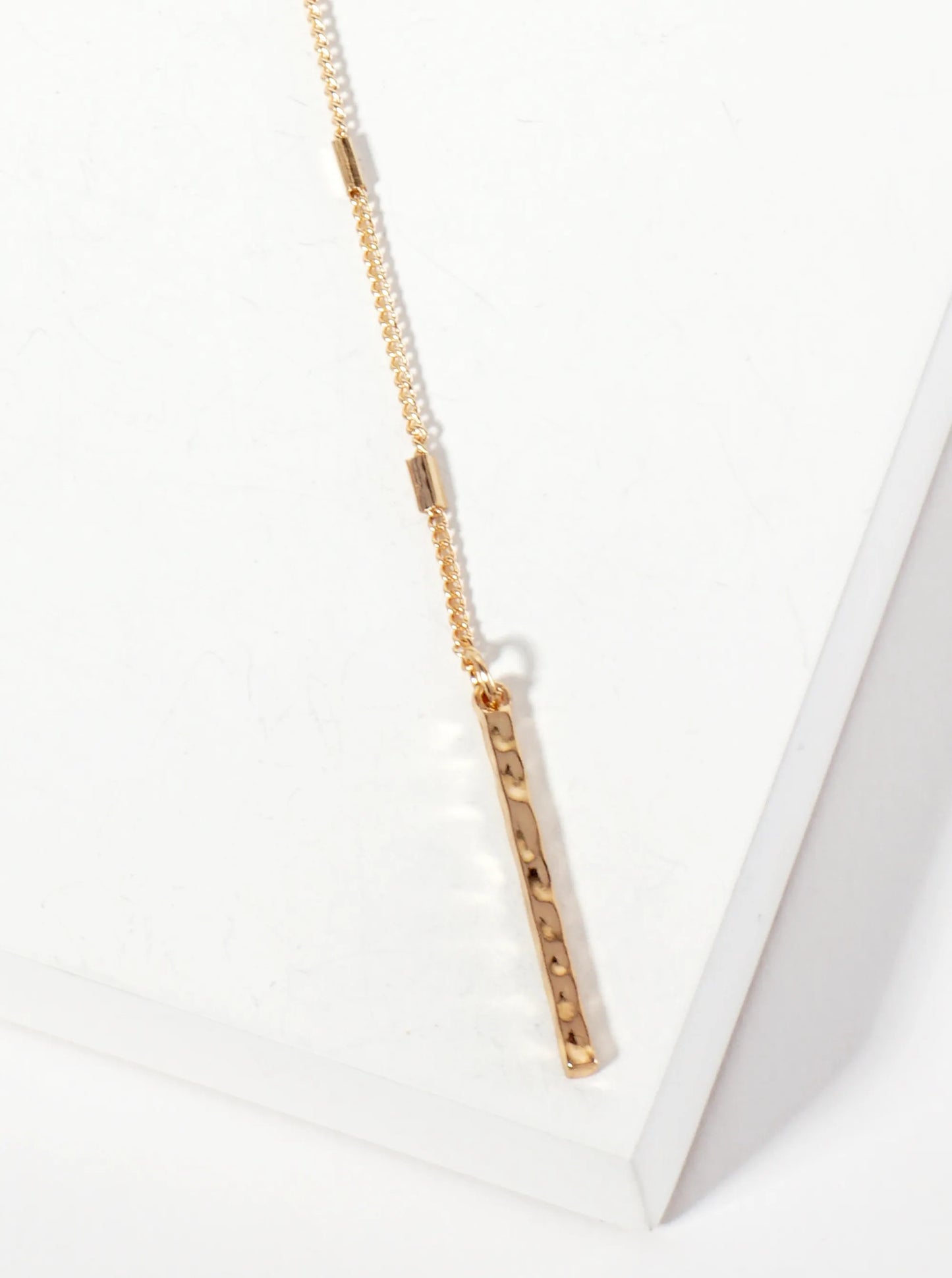Hammered-Texture Bar Drop 32-inch Long Y Lariat Necklace