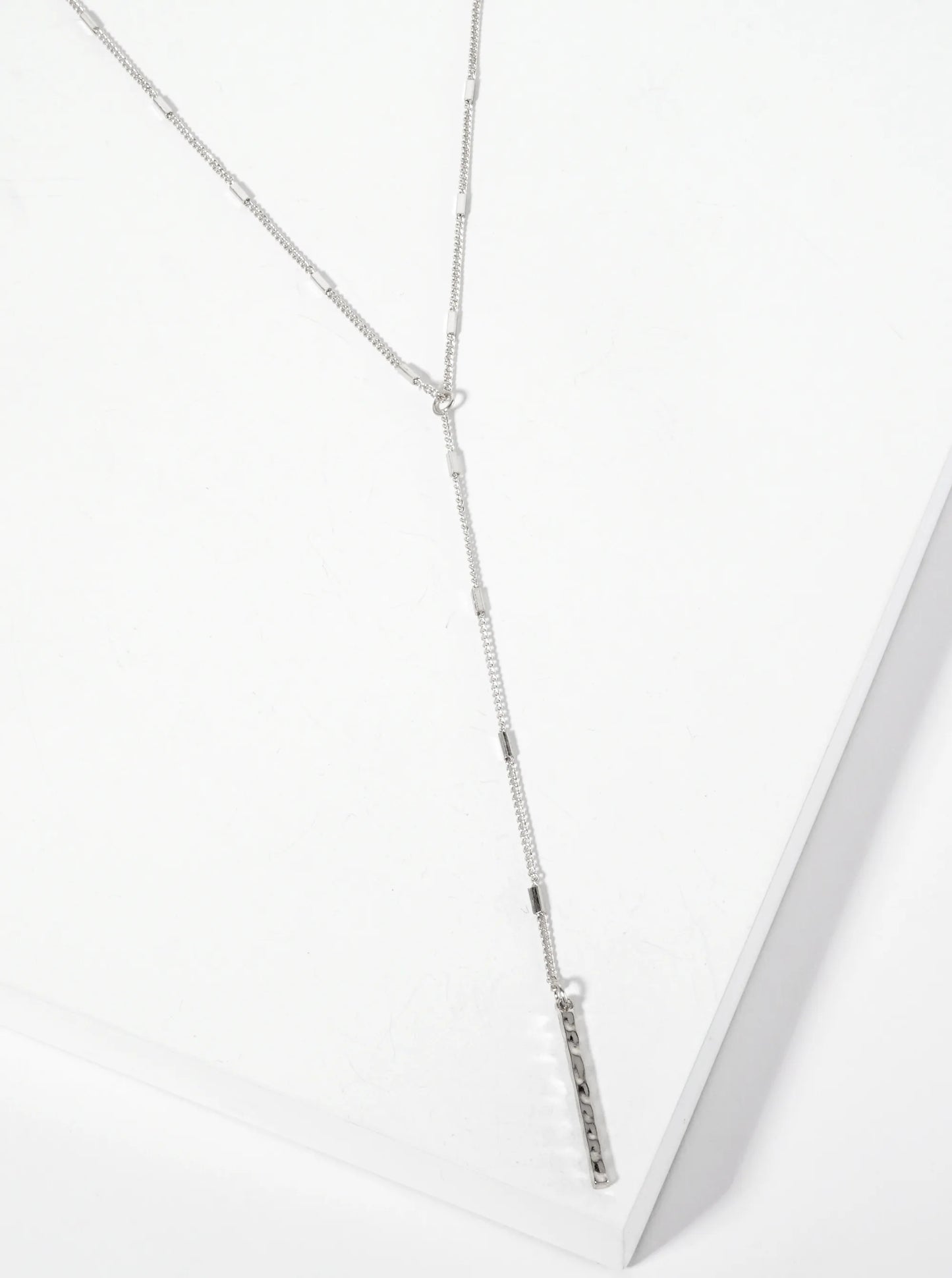 Hammered-Texture Bar Drop 32-inch Long Y Lariat Necklace