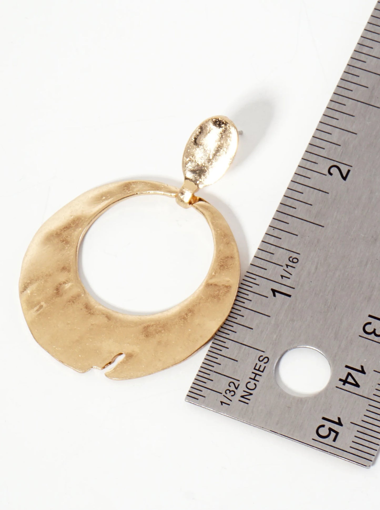 Hammered-Texture Cutout Circle Drop Dangle Post Earrings