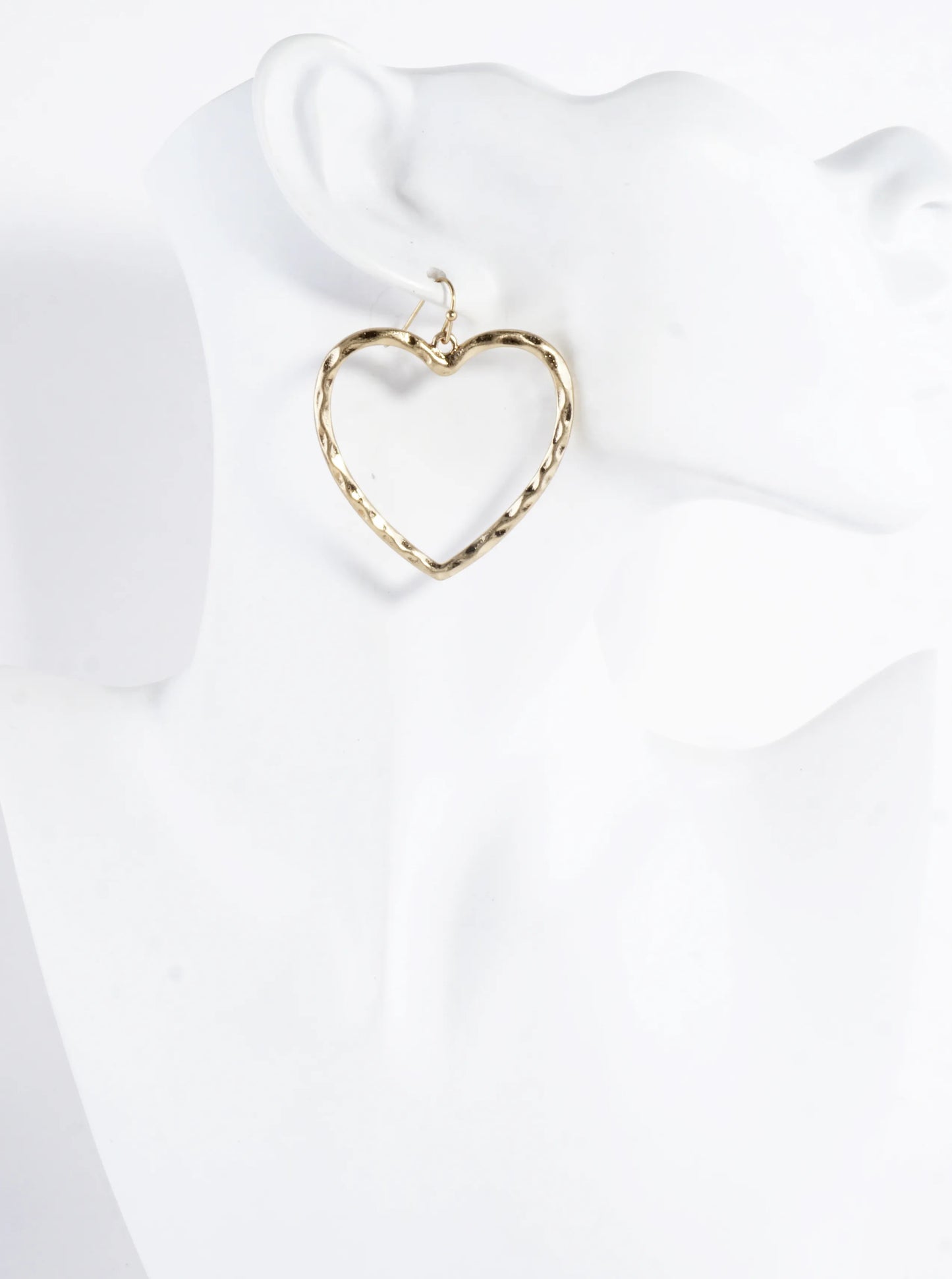 Hammered-Texture Cutout Heart Dangle Earrings