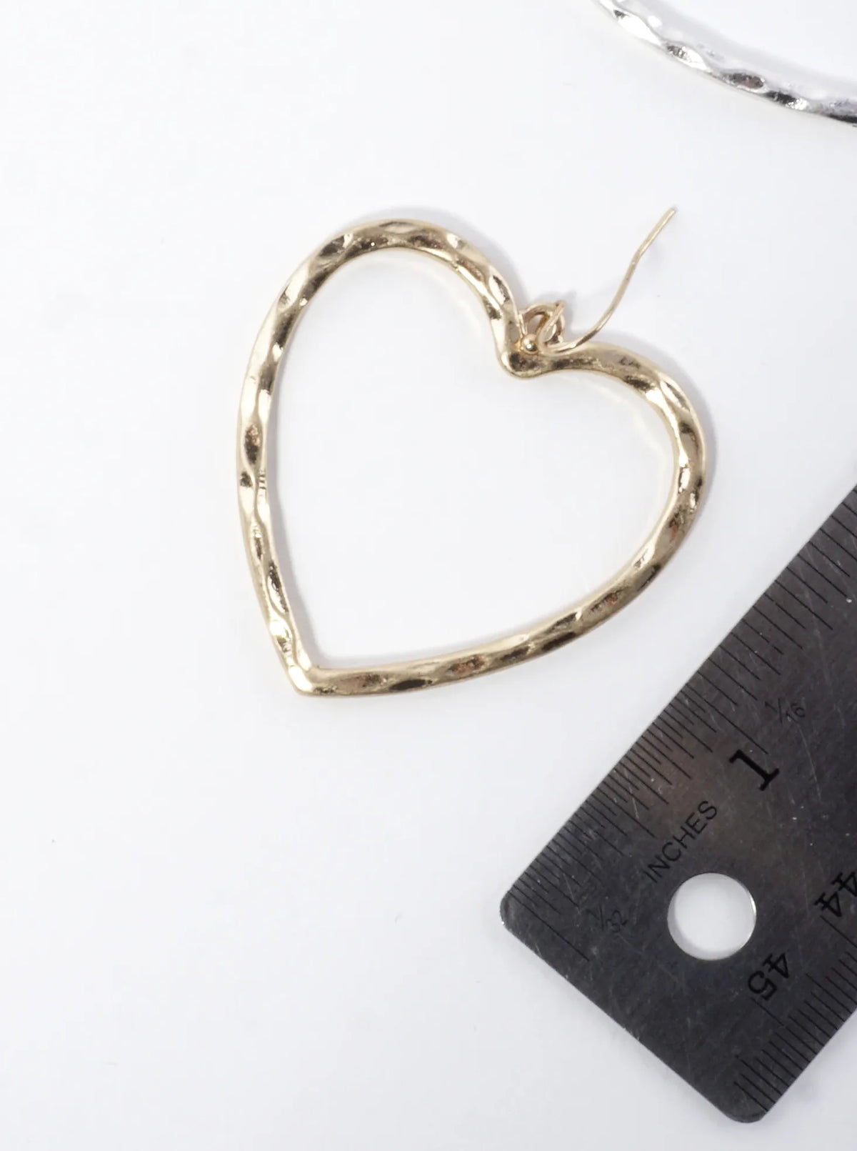 Hammered-Texture Cutout Heart Dangle Earrings