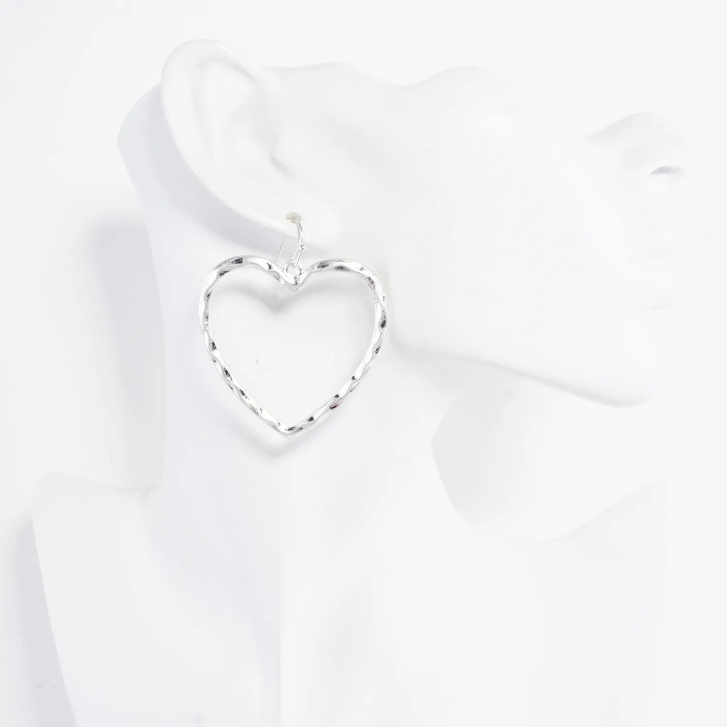 Hammered-Texture Cutout Heart Dangle Earrings