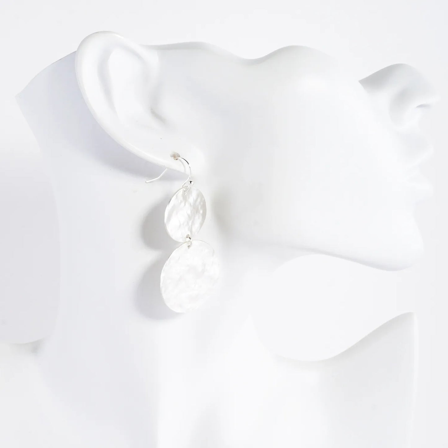 Hammered-Texture Double Circle Drop Earrings