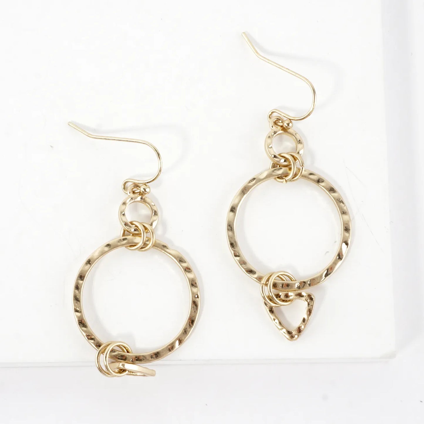 Hammered-Texture Geometric Dangle Earrings