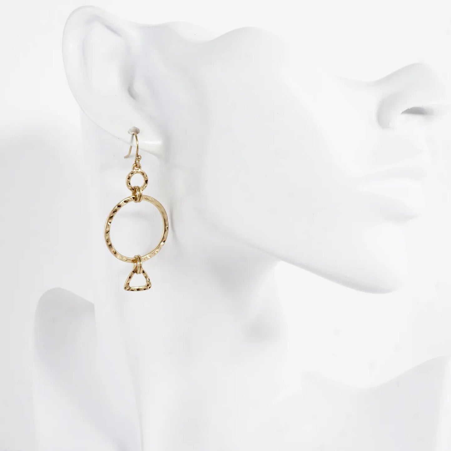 Hammered-Texture Geometric Dangle Earrings