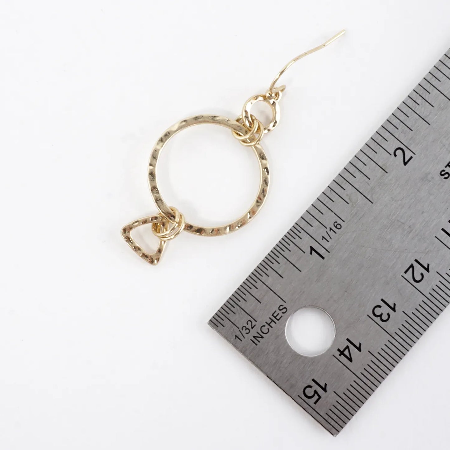 Hammered-Texture Geometric Dangle Earrings