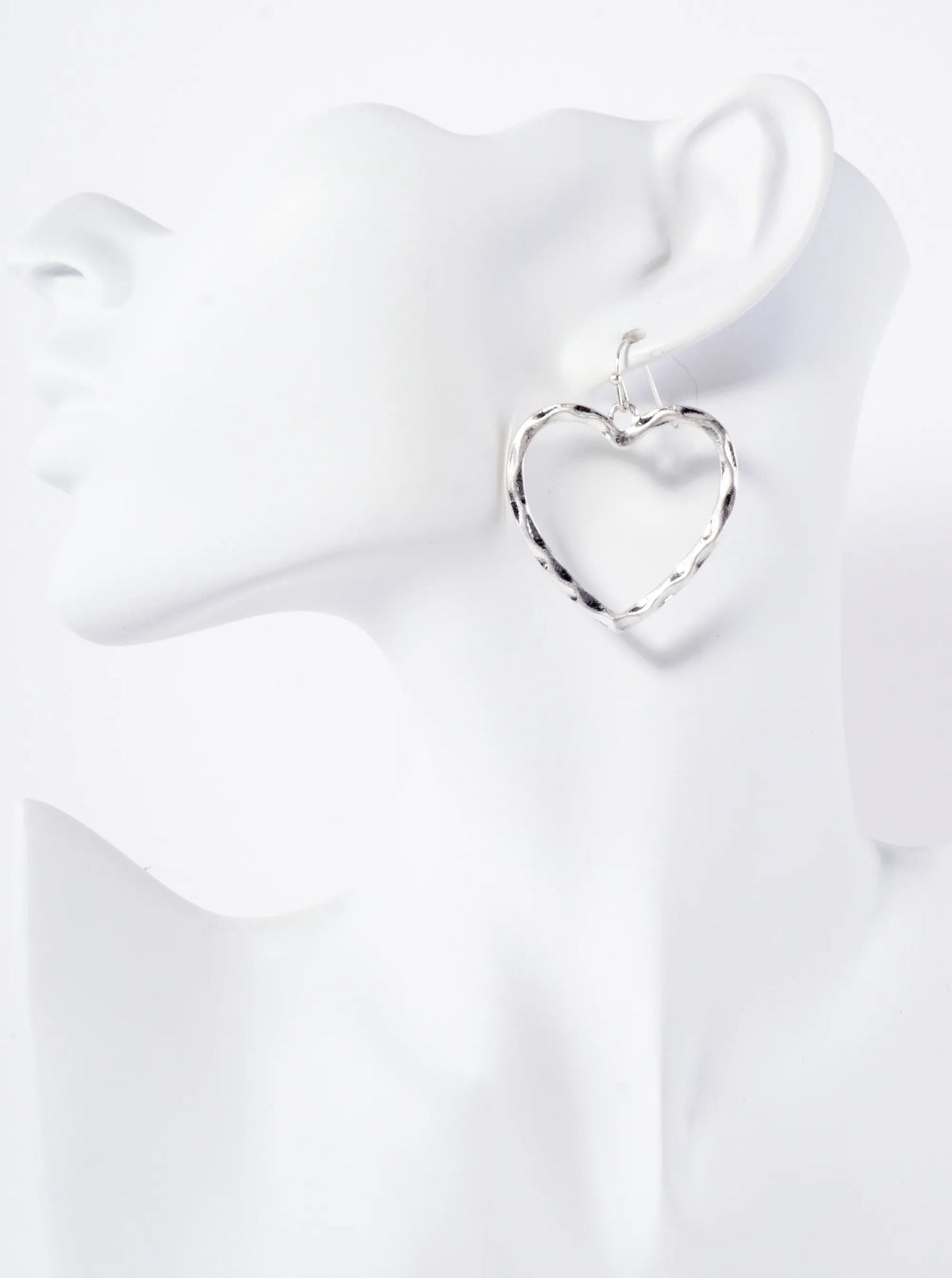 Hammered Texture Heart Shaped Dangle Earrings