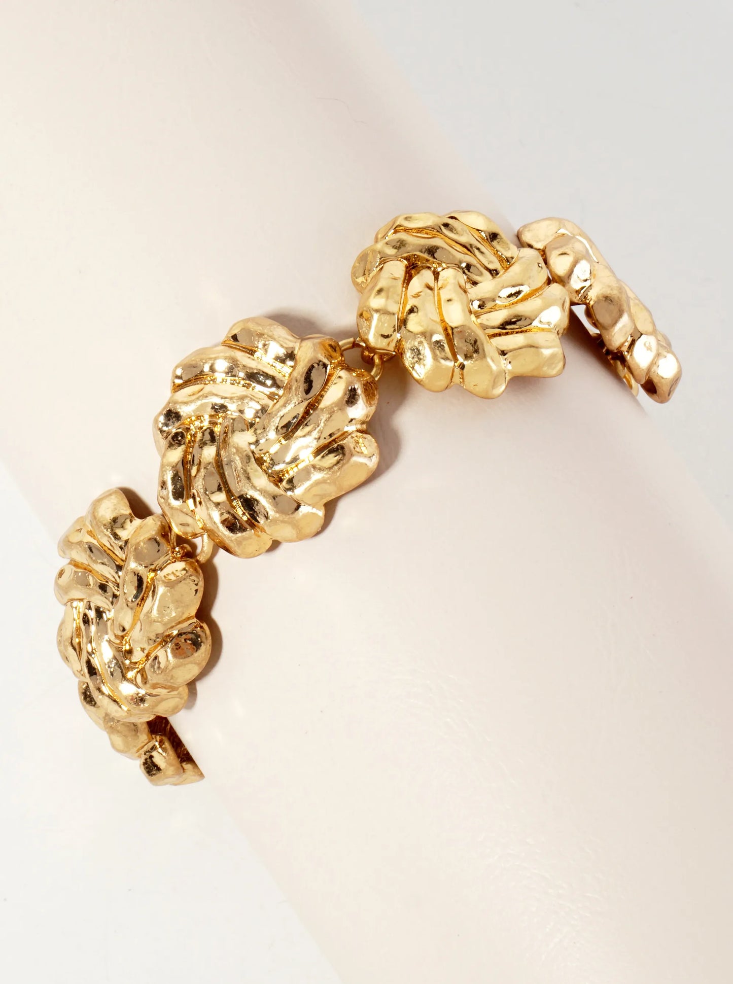 Hammered-Texture Knot Design Vintage Chain Bracelet With-Toggle-Closure