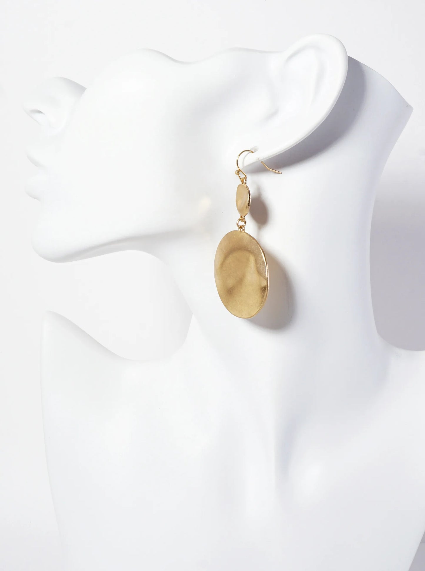 Hammered-Texture Metal Double Circle Drop Earrings