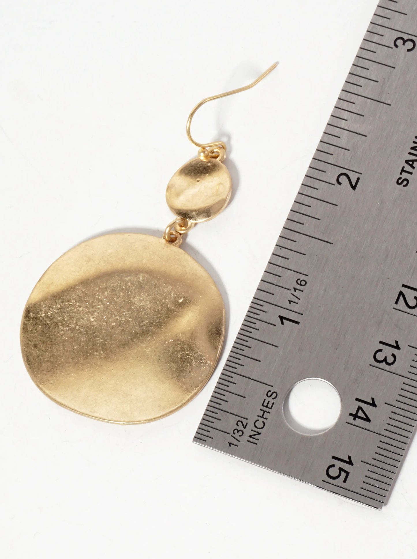 Hammered-Texture Metal Double Circle Drop Earrings