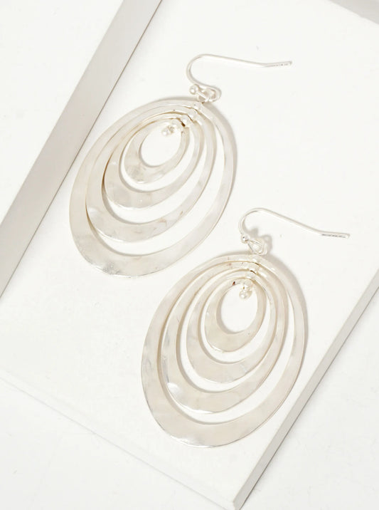 Hammered-Texture Metal Multi Oval Dangle Earrings