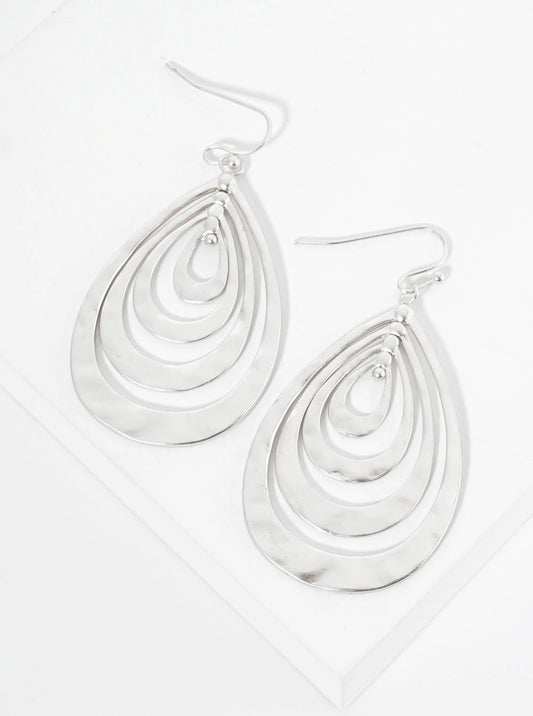 Hammered-Texture Metal Multi Teardrop Dangle Earrings