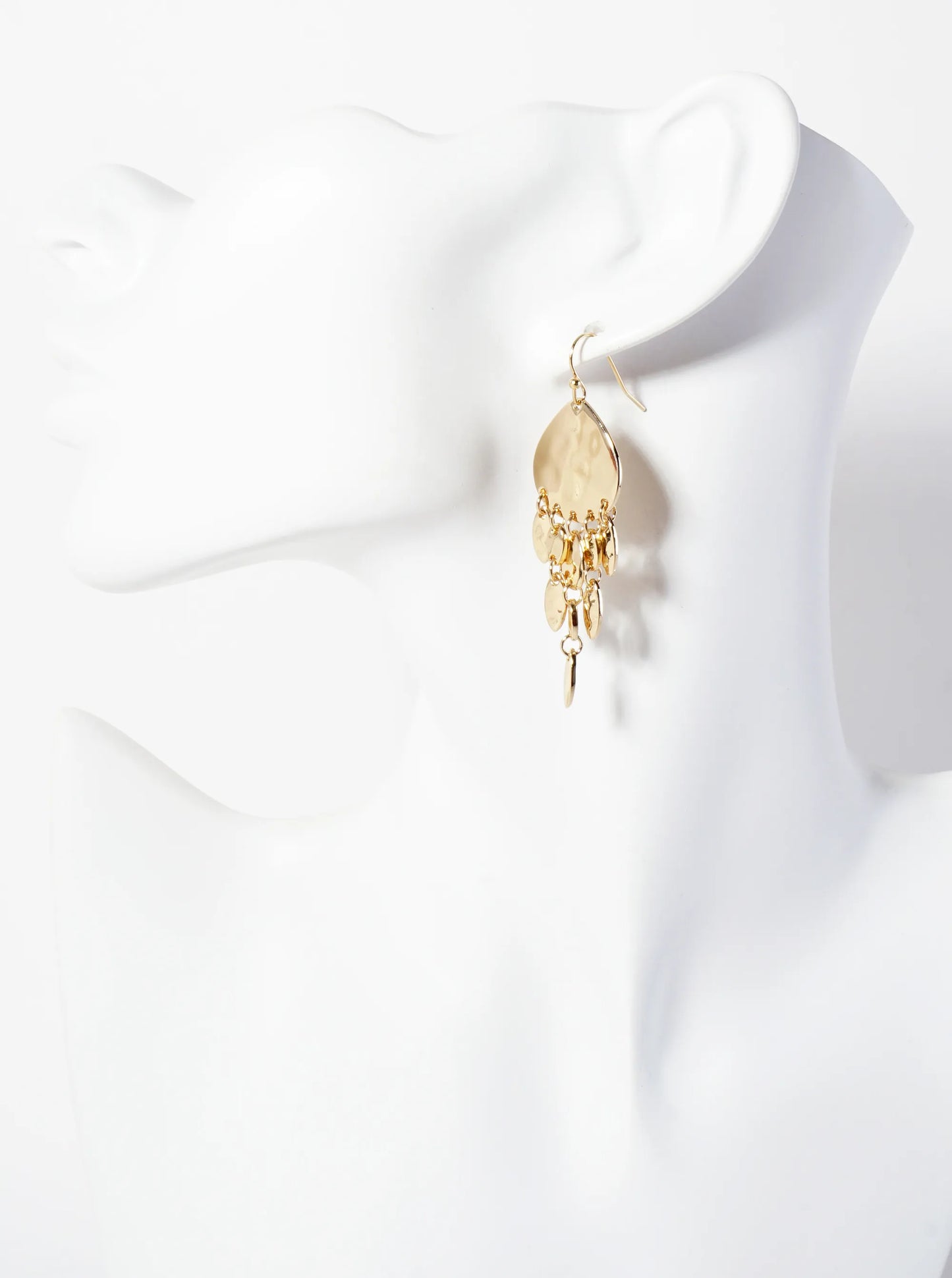 Hammered-Texture Oval Cluster Drop Teardrop Earrings