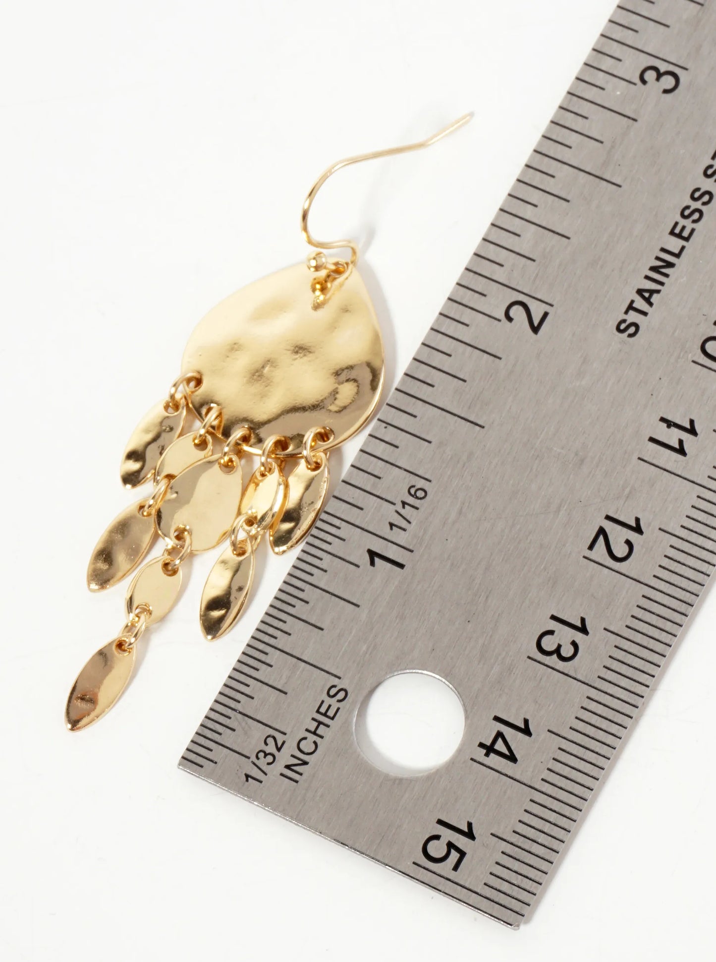 Hammered-Texture Oval Cluster Drop Teardrop Earrings