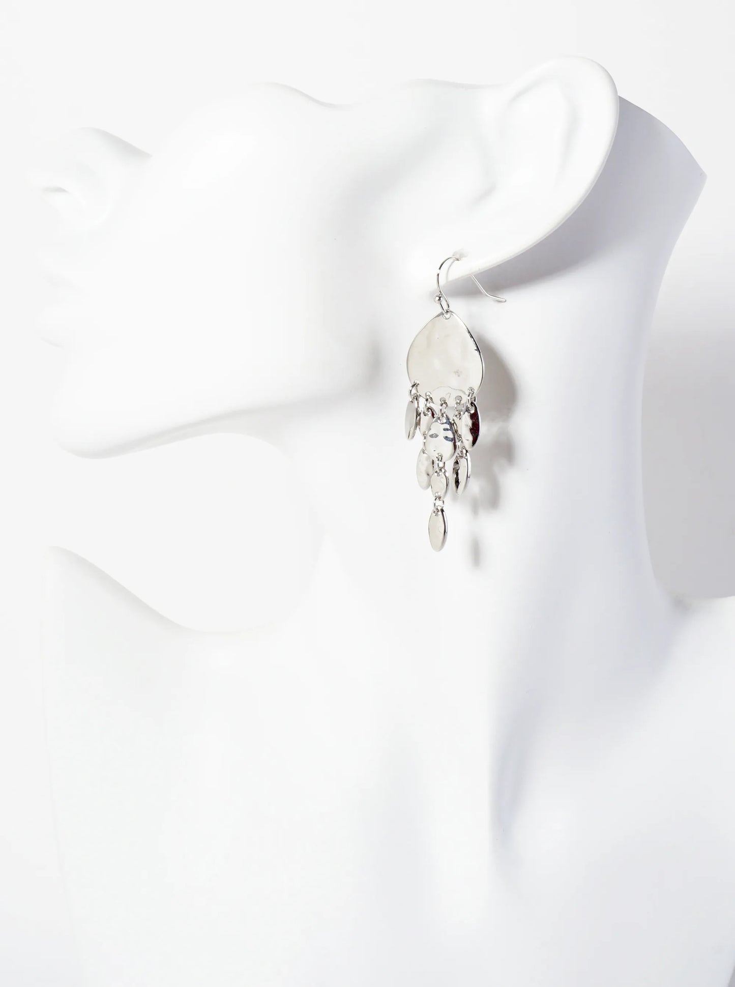 Hammered-Texture Oval Cluster Drop Teardrop Earrings