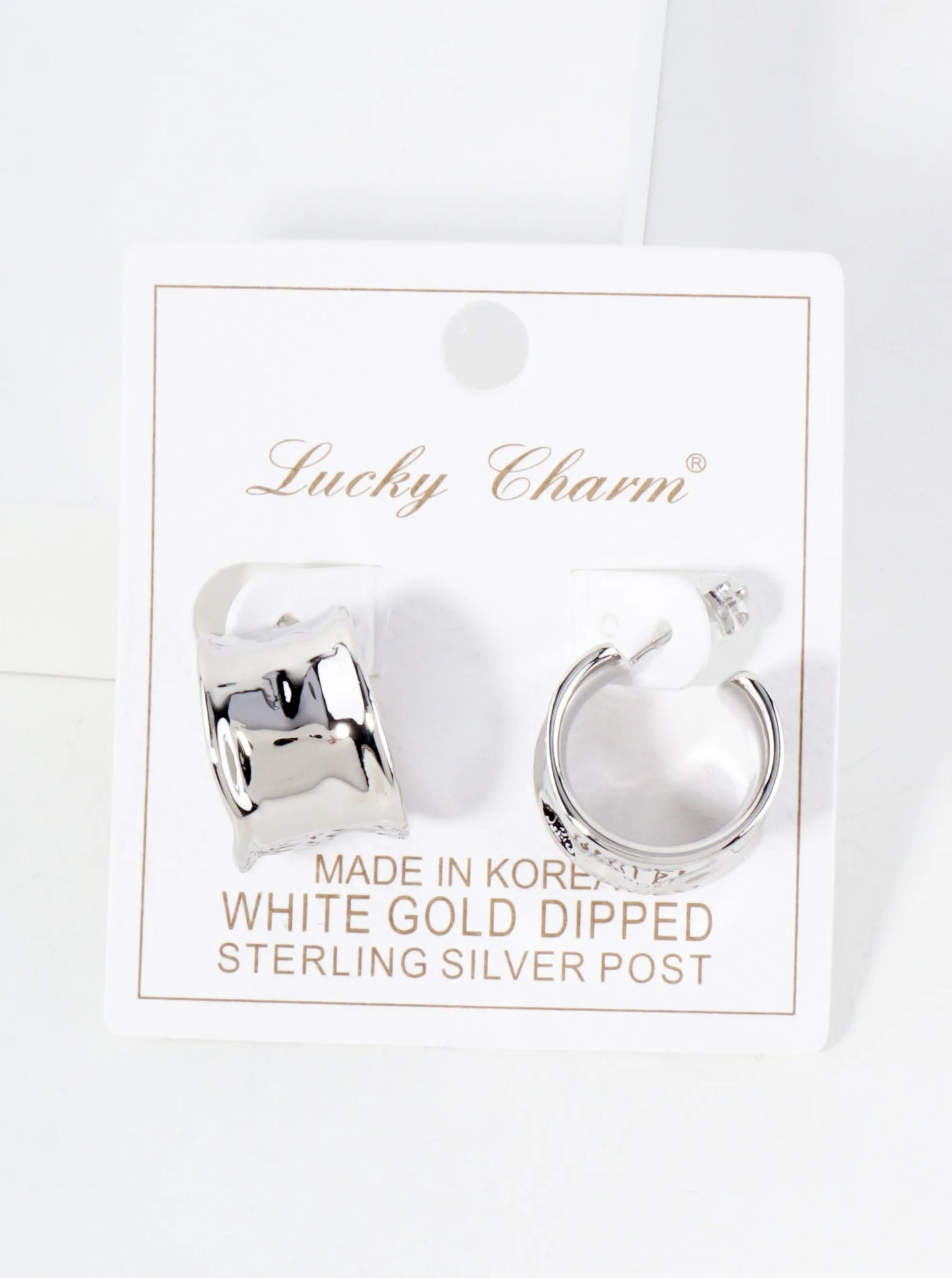 Hammered-Texture Polished 12mm Wide 18K-Gold-Dipped 18mm Brass Hoop Earrings