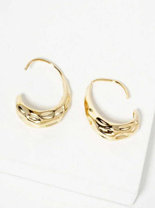 Hammered-Textured 14K-Gold-Dipped Oval Drop Wire Earrings