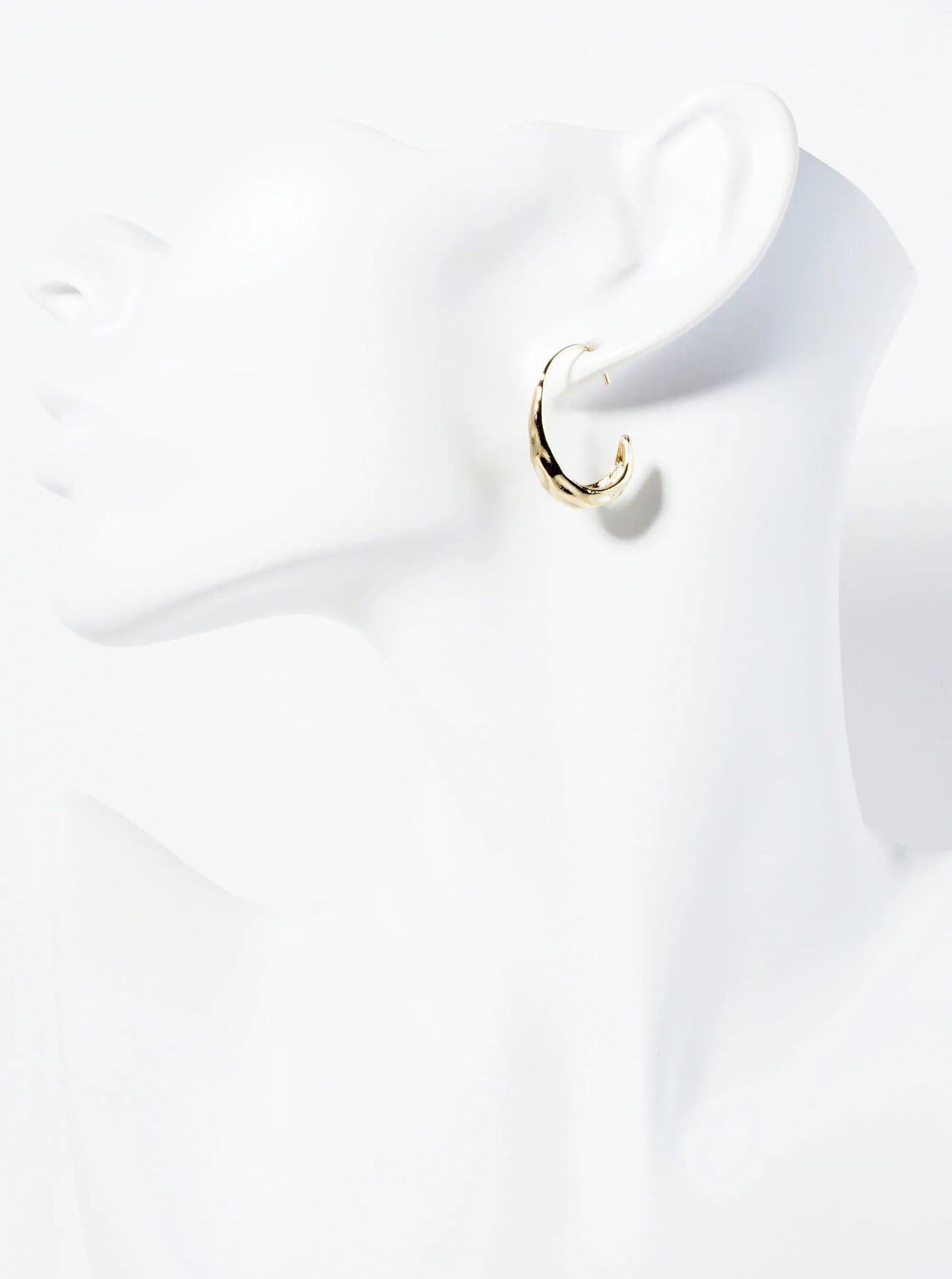 Hammered-Textured 14K-Gold-Dipped Oval Drop Wire Earrings