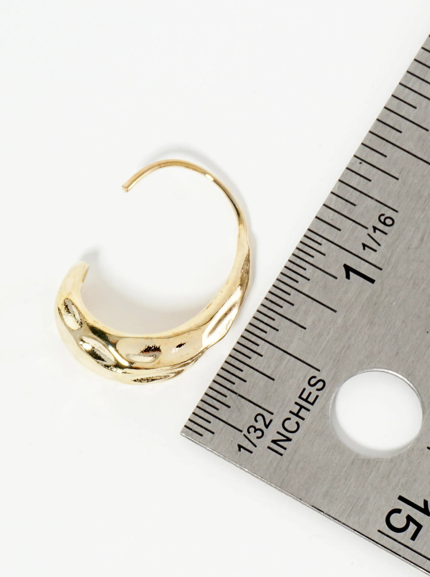 Hammered-Textured 14K-Gold-Dipped Oval Drop Wire Earrings