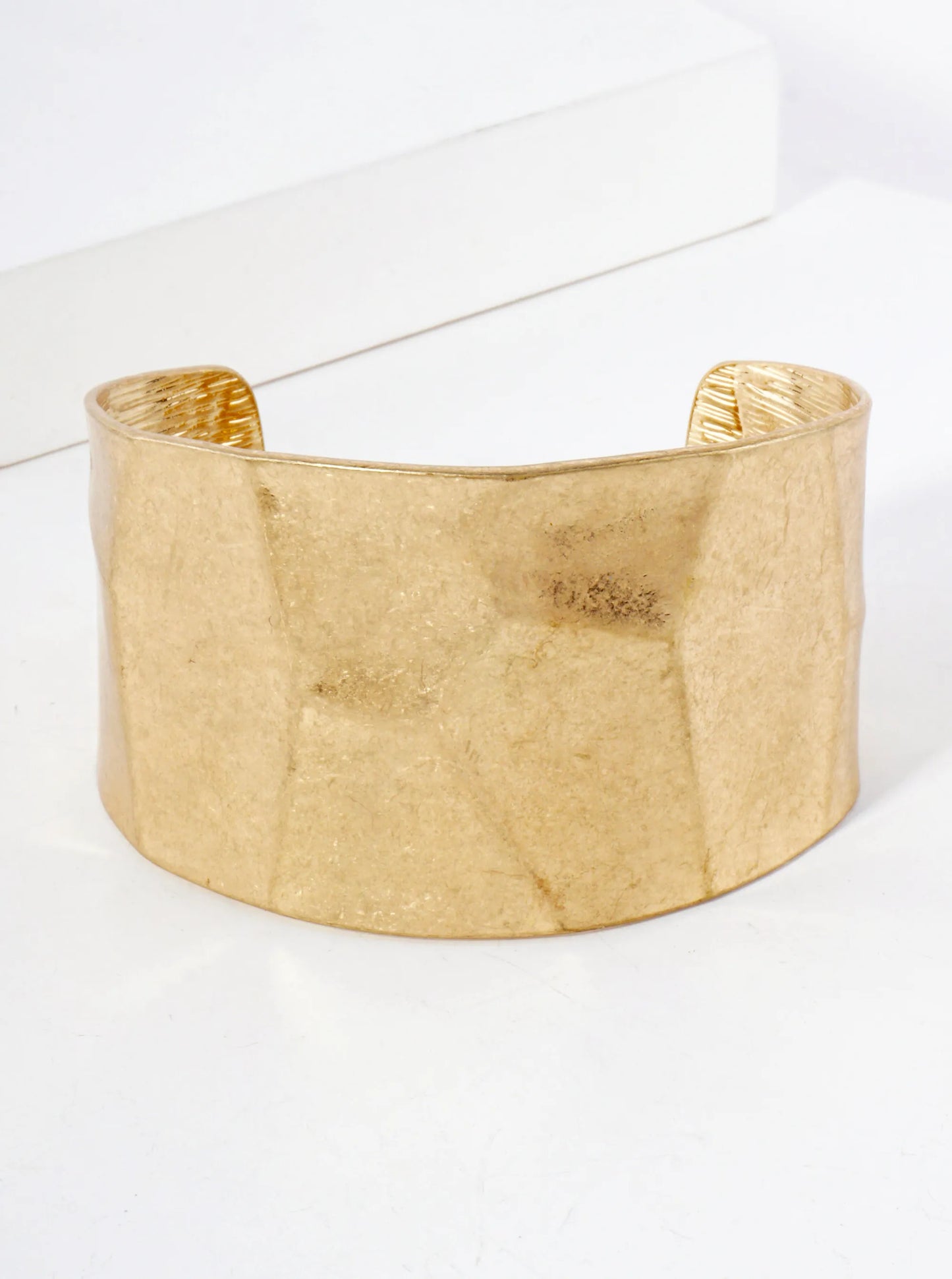 Hammered-Textured Bold Metal Statement Open Cuff Bracelet
