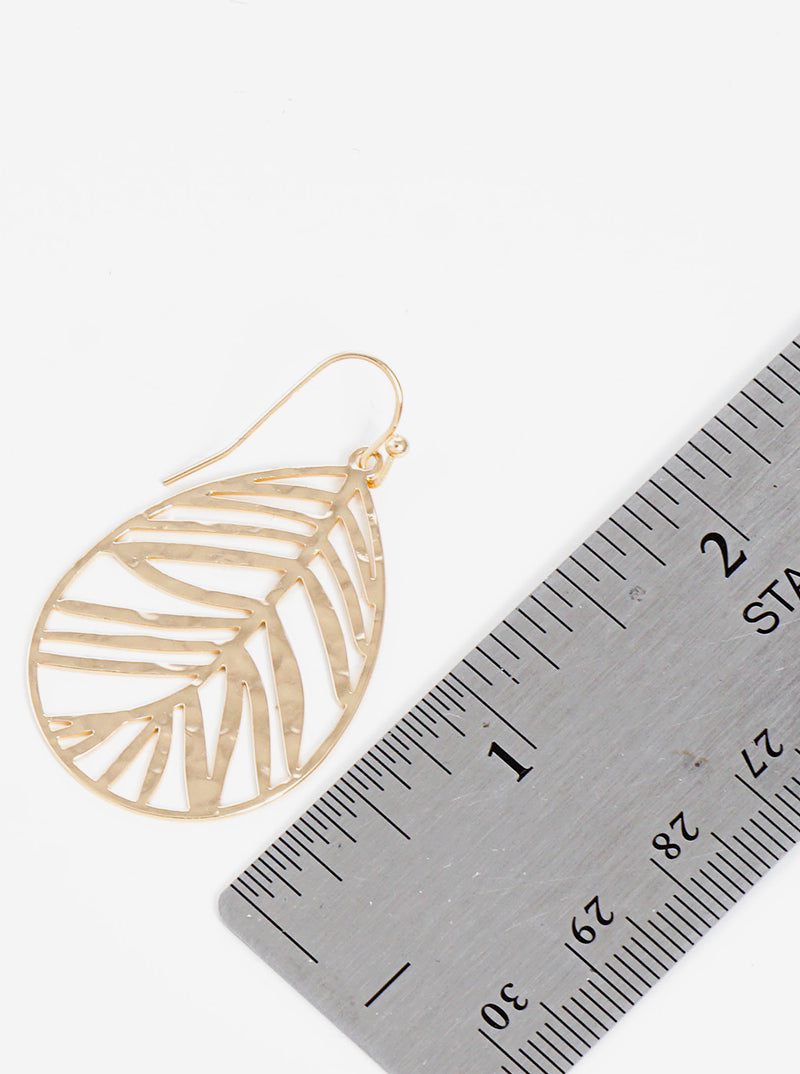 Hammered Textured Teardrop Leaf Earrings