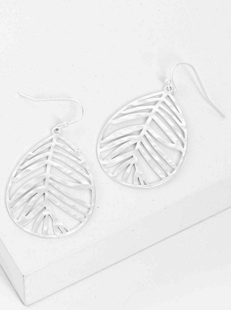 Hammered Textured Teardrop Leaf Earrings