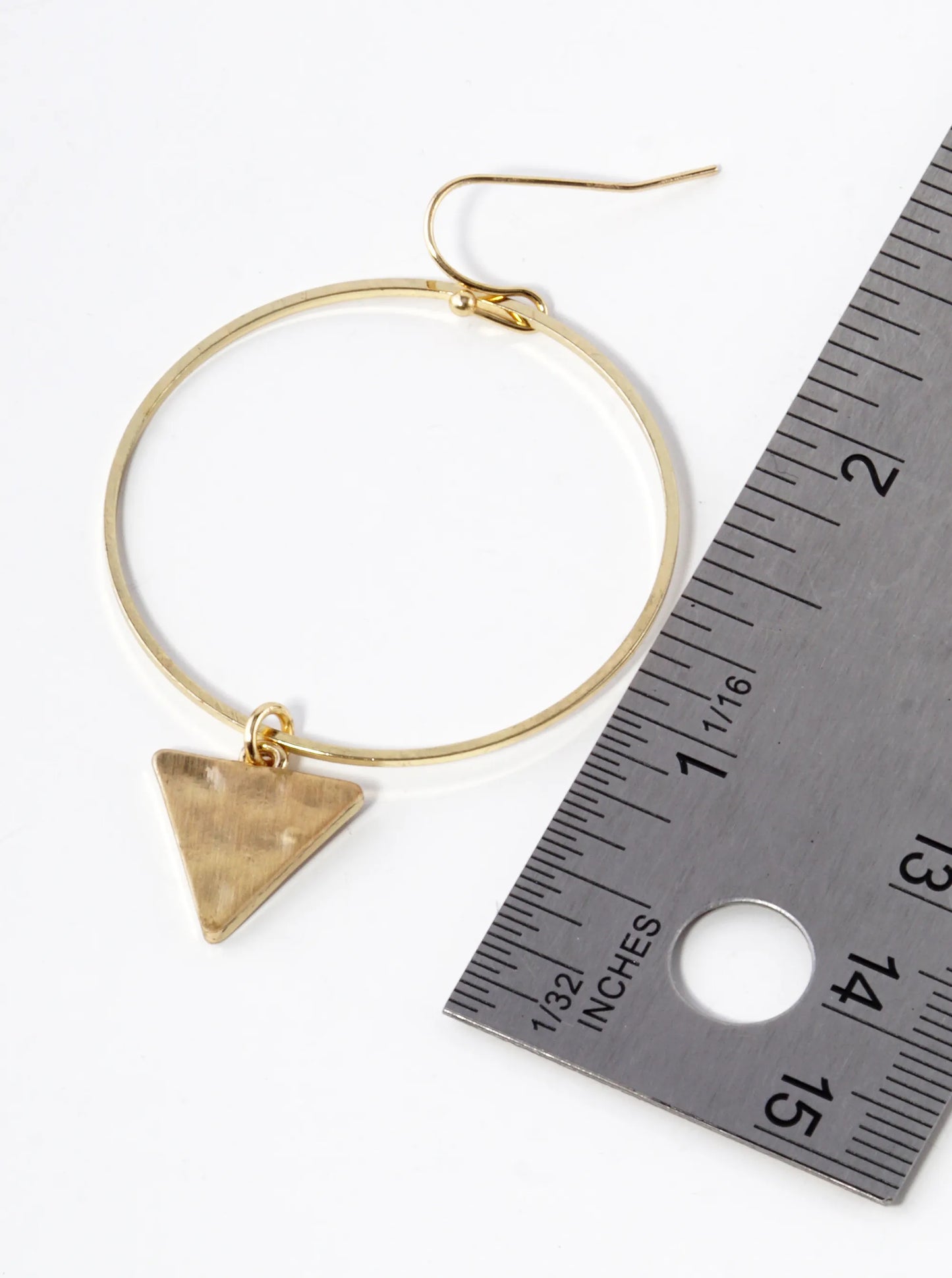 Hammered Triangle Drop From Circle Earrings