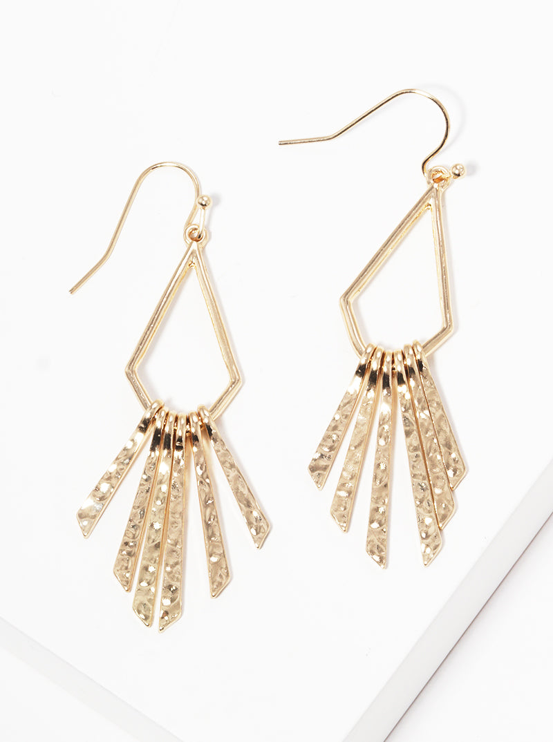 Hammered Bar Drop Metal Fishhook Earrings
