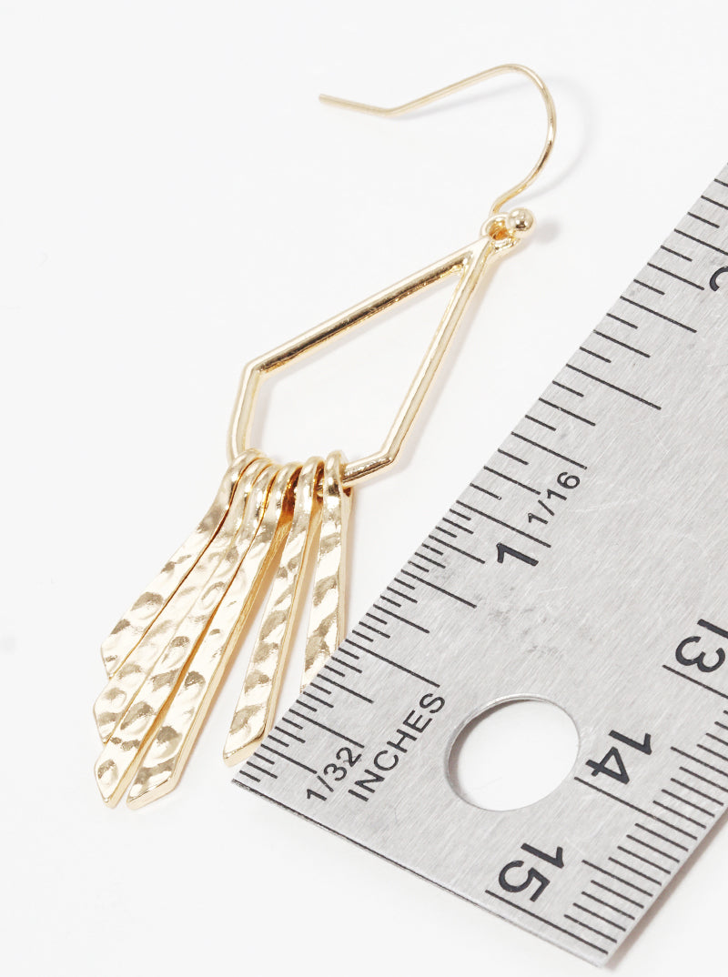 Hammered Bar Drop Metal Fishhook Earrings