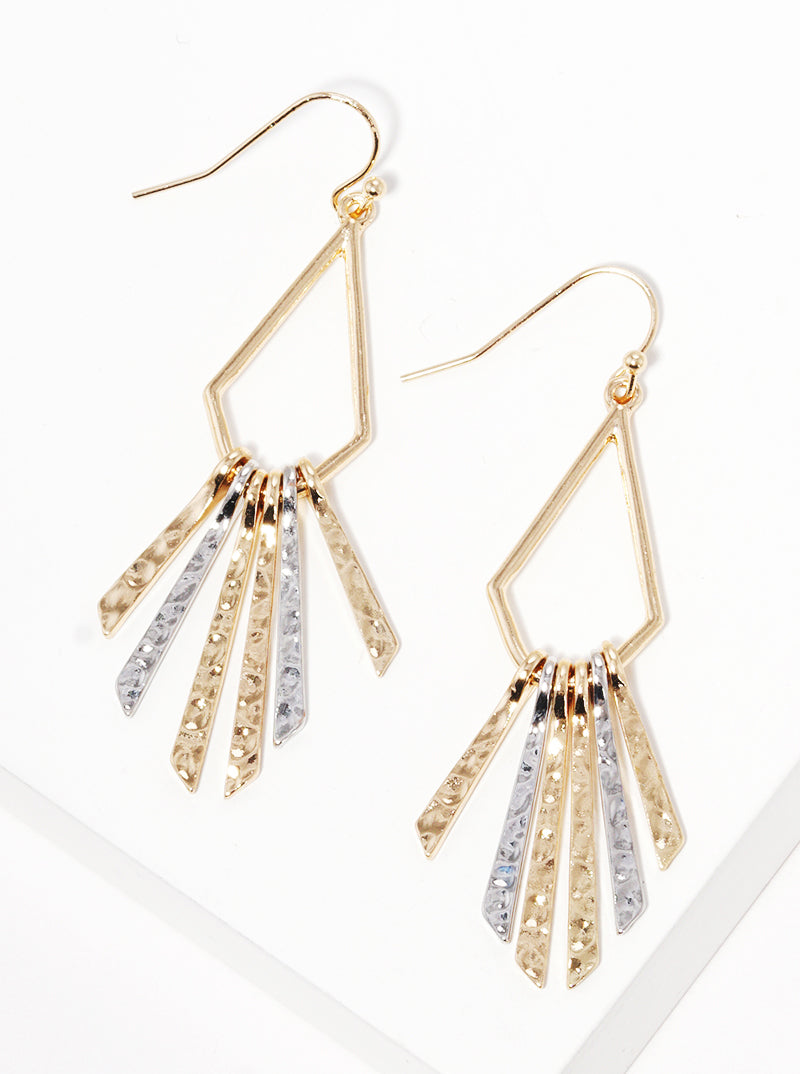 Hammered Bar Drop Metal Fishhook Earrings