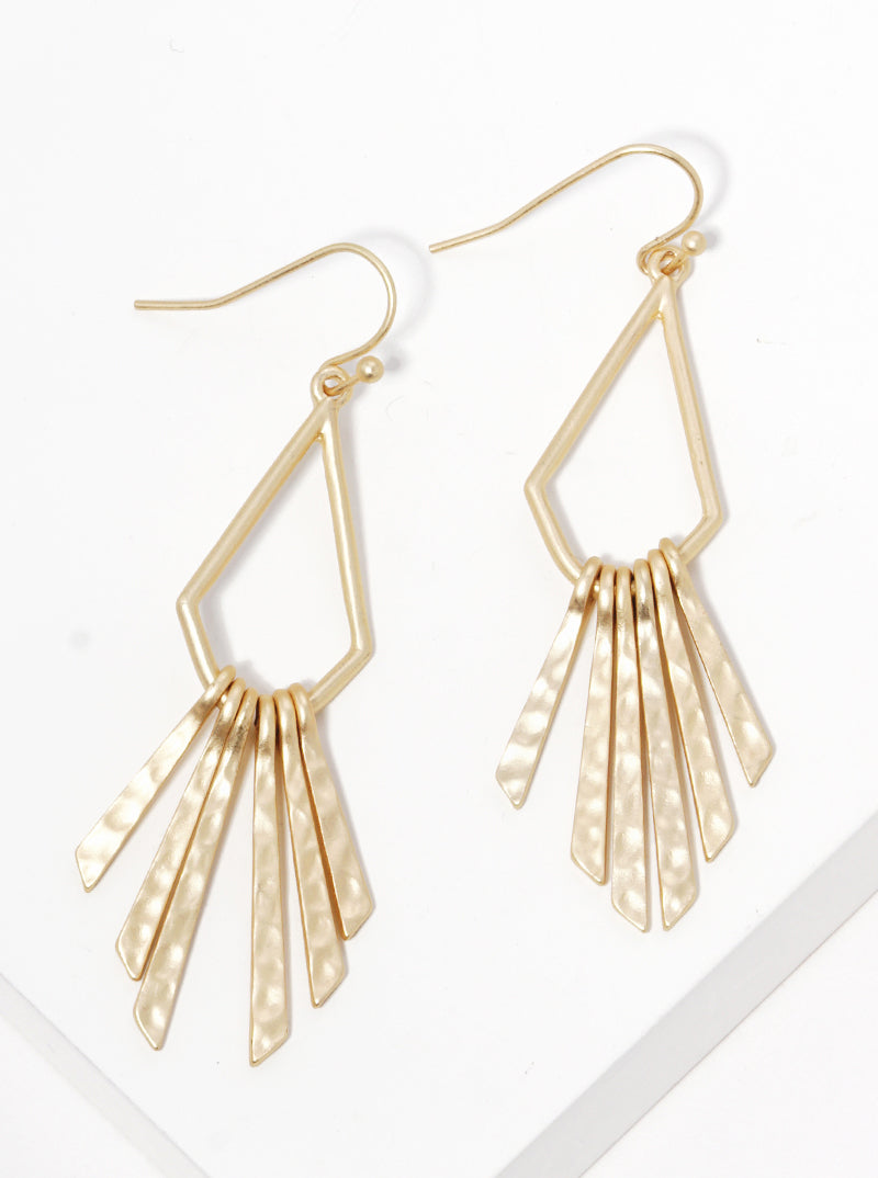 Hammered Bar Drop Metal Fishhook Earrings