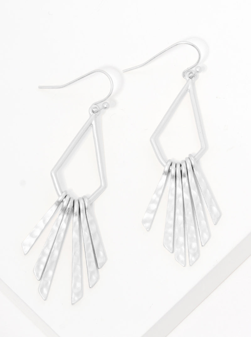 Hammered Bar Drop Metal Fishhook Earrings