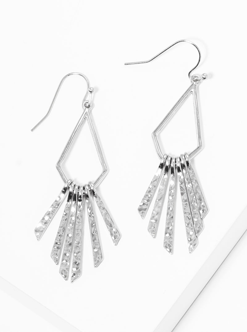 Hammered Bar Drop Metal Fishhook Earrings