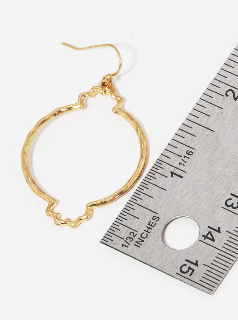 Hammered Metal Moroccan Shape Dangle Drop Earrings