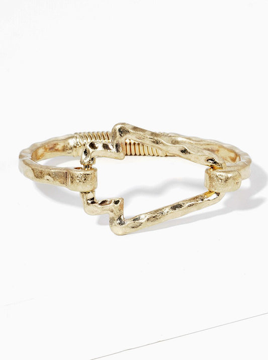 Hammered Metal Arrowhead Accent Spring Hook Closure Bangle Bracelet