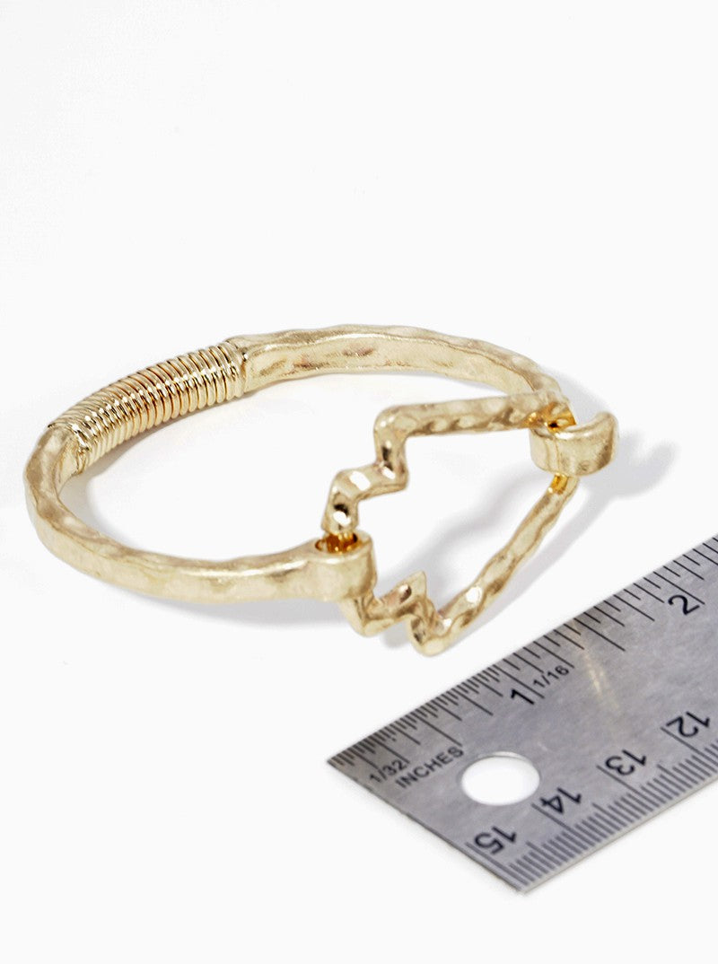 Hammered Metal Arrowhead Accent Spring Hook Closure Bangle Bracelet