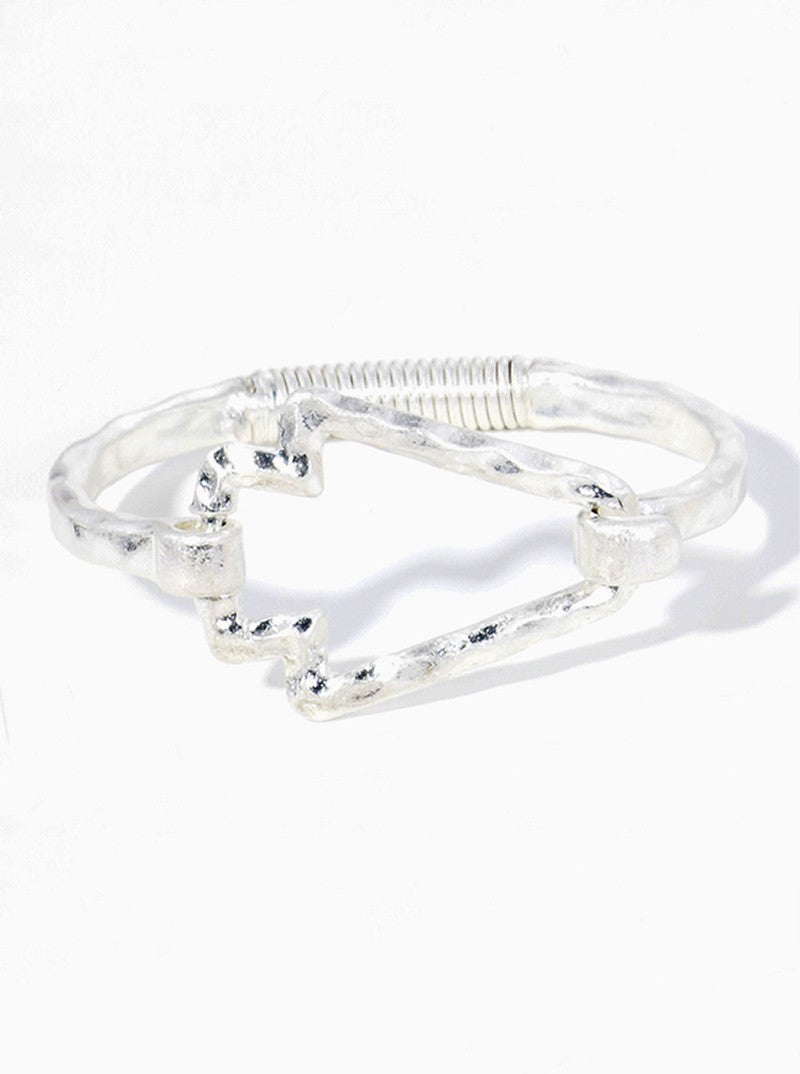 Hammered Metal Arrowhead Accent Spring Hook Closure Bangle Bracelet