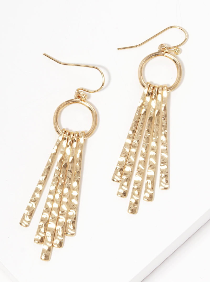 Hammered Metal Bar Drop Dangle Drop Earrings