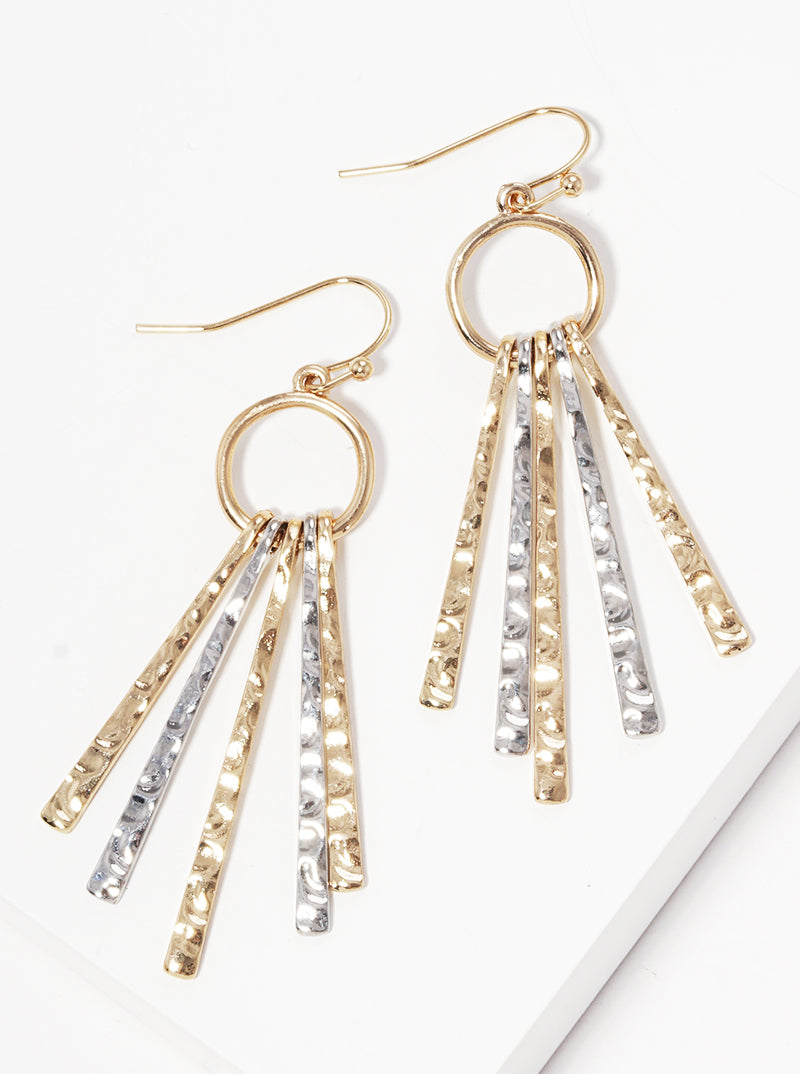 Hammered Metal Bar Drop Dangle Drop Earrings
