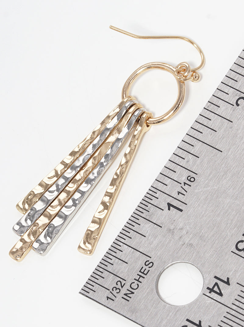 Hammered Metal Bar Drop Dangle Drop Earrings