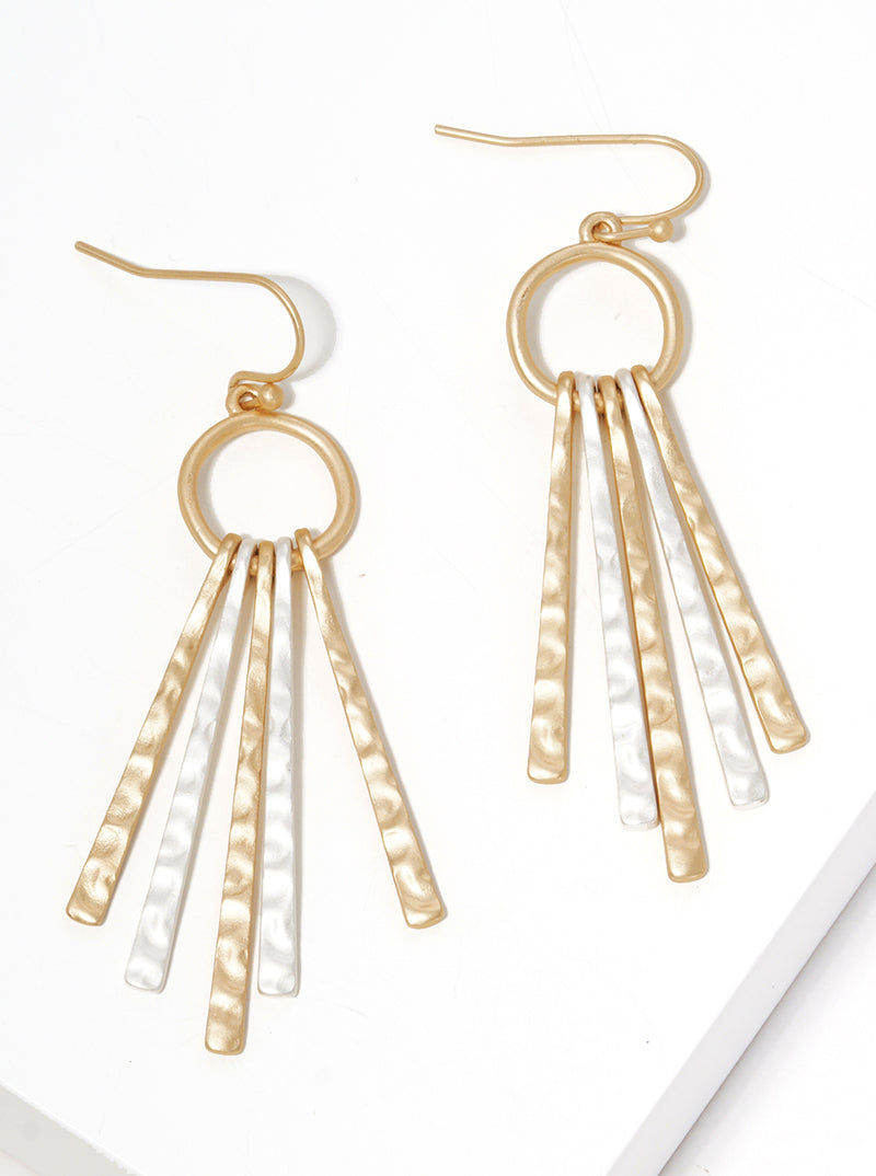 Hammered Metal Bar Drop Dangle Drop Earrings